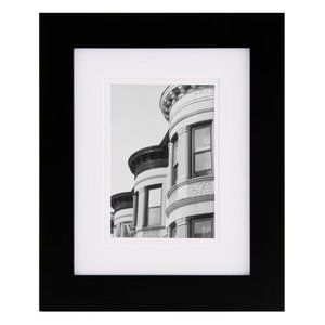 Gallery Solutions 8x10 Black Wall or Tabletop Picture Frame with Double White Ma